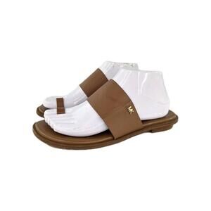MICHAEL Michael Kors August Flat Sandals US 8 Tan Brown Toe Loop Designer Shoes